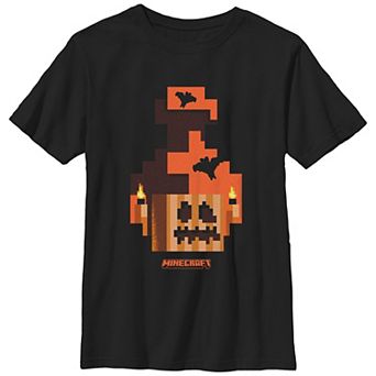 Boys 8-20 Minecraft Scared Pumpkin Graphic Tee