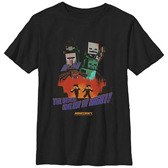 Boys 8-20 Minecraft The Bad Mobs Come Out At Night Graphic Tee