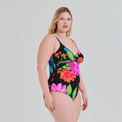 Plus Size Freshwater Wrap One-Piece Swimsuit