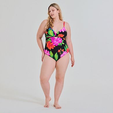 Plus Size Freshwater Wrap One-Piece Swimsuit