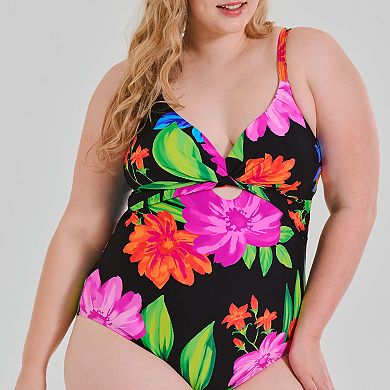 Plus Size Freshwater Wrap One-Piece Swimsuit