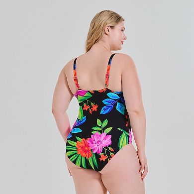 Plus Size Freshwater Wrap One-Piece Swimsuit