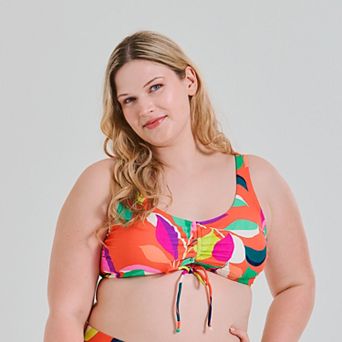 Plus Size Freshwater D-Cup Shirred Swim Top