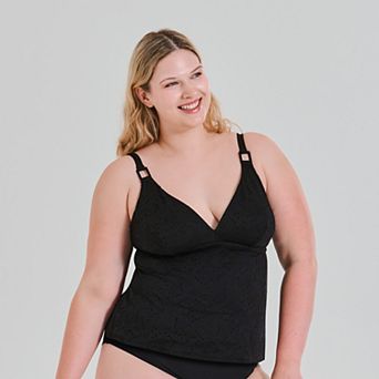 Plus Size Freshwater Square Buckle Tankini Top