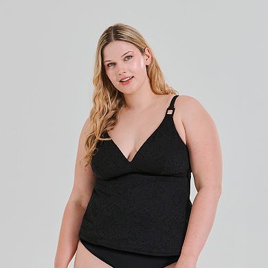 Plus Size Freshwater Square Buckle Tankini Top