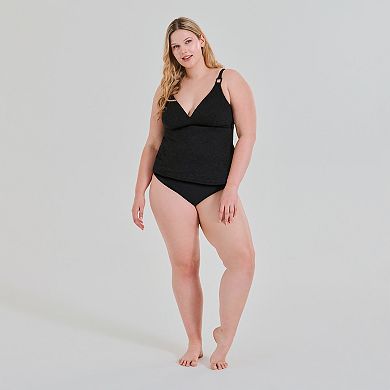 Plus Size Freshwater Square Buckle Tankini Top