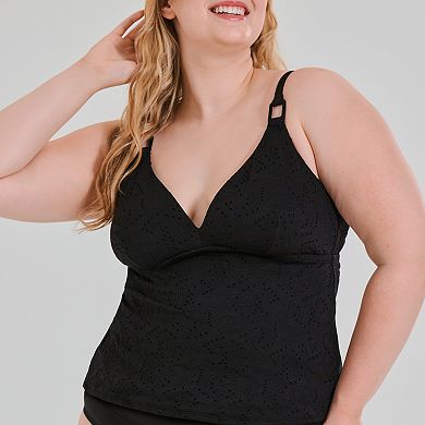 Plus Size Freshwater Square Buckle Tankini Top