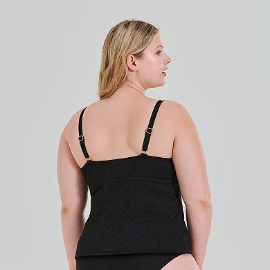 Plus Size Freshwater Square Buckle Tankini Top