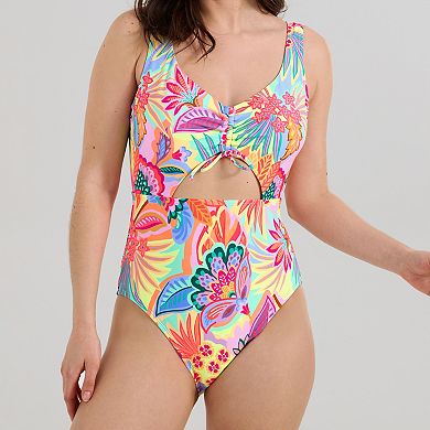 Women's Freshwater Keyhole Shirred Front One-Piece Swimsuit
