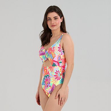 Women's Freshwater Keyhole Shirred Front One-Piece Swimsuit