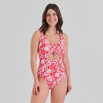 Women's Freshwater Keyhole Shirred Front One-Piece Swimsuit