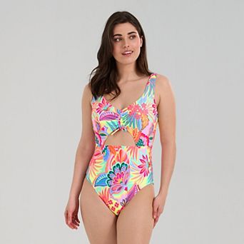 Women's Freshwater Keyhole Shirred Front One-Piece Swimsuit