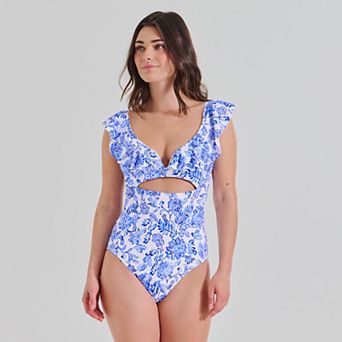 Women's Freshwater Ruffle V Wire One-Piece Swimsuit