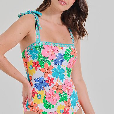 Women's Freshwater Tie Straps Bandeau One-Piece Swimsuit