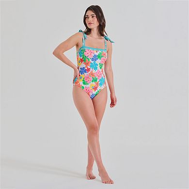 Women's Freshwater Tie Straps Bandeau One-Piece Swimsuit