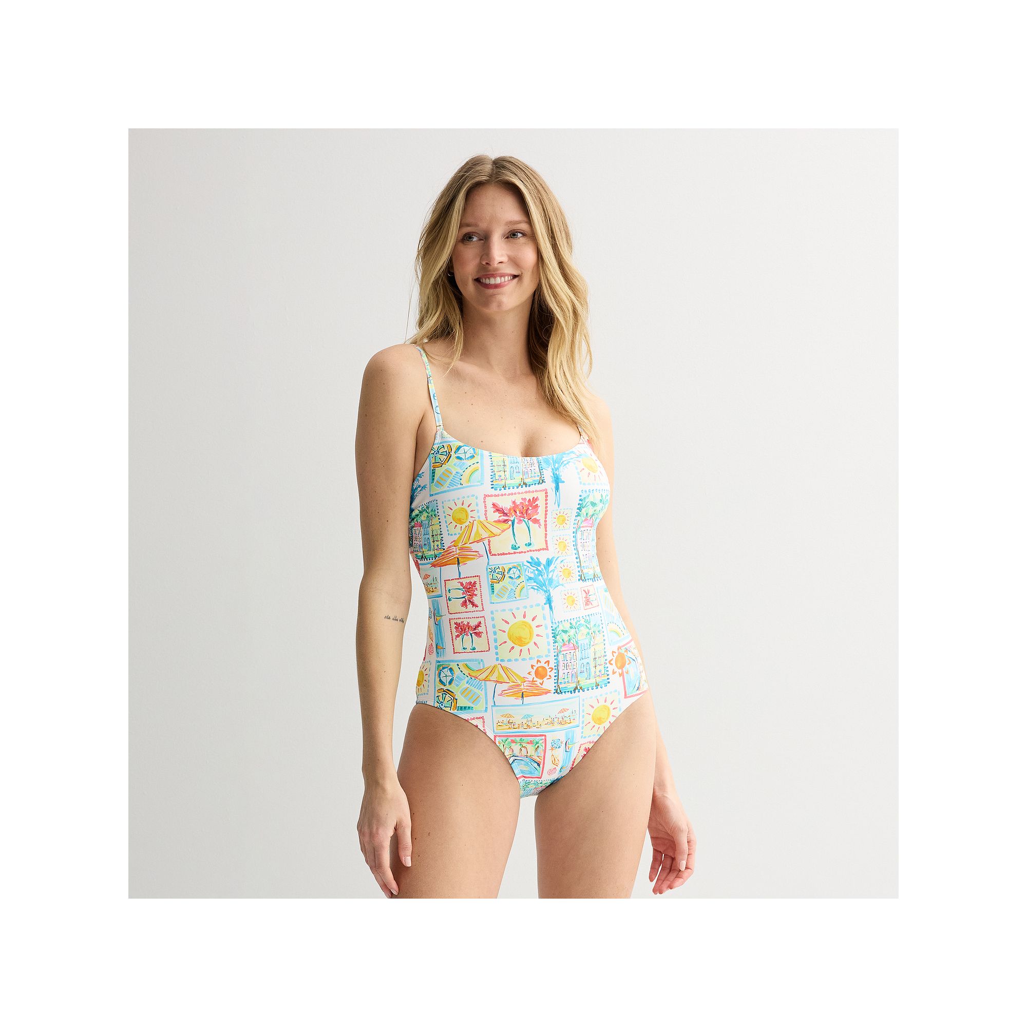 Womens Freshwater Lace Up Back Cami One-Piece Swimsuit, Size: XS, Mykonos