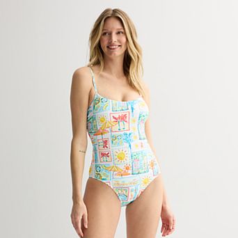 Women's Freshwater Lace Up Back Cami One-Piece Swimsuit