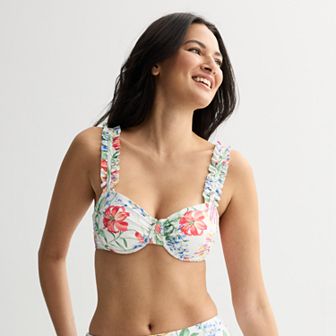 Women's Freshwater Underwire Ruffle Bra Swim Top