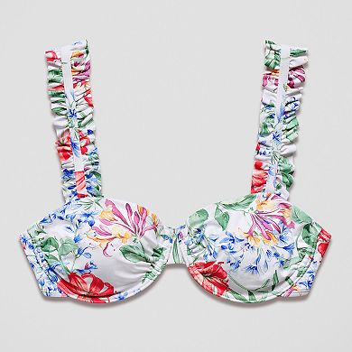Women's Freshwater Underwire Ruffle Bra Swim Top