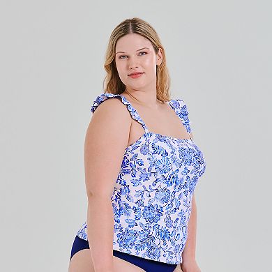 Plus Size Freshwater Ruffle Strap Tankini Top