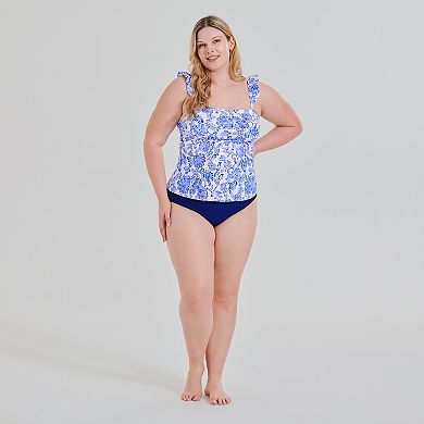 Plus Size Freshwater Ruffle Strap Tankini Top