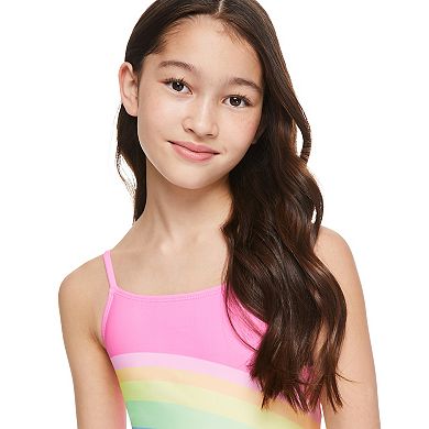 Girls 4-18 Breaking Waves Rainbow Strappy Back One-Piece Swimsuit in Regular & Plus Size