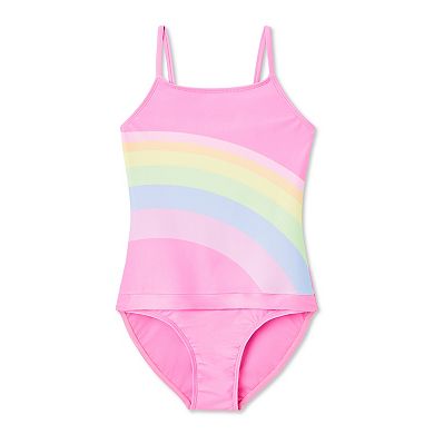 Girls 4-16 Breaking Waves Strappy Back One-Piece Swimsuit