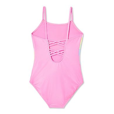 Girls 4-16 Breaking Waves Strappy Back One-Piece Swimsuit