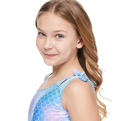 Girls 4-12 Breaking Waves Tie Dye Stripes One-Piece Swim Suit With Bow in Regular & Plus
