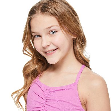 Girls 4-16 Breaking Waves Cinched Front One-Piece Cutout Swimsuit