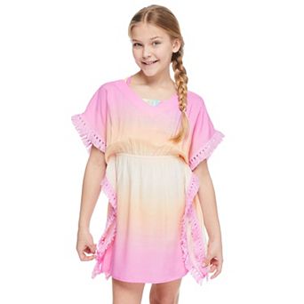 Girls 4-18 Breaking Waves Grape Gradient Dye Kimono Swim Cover-Up in Regular & Plus