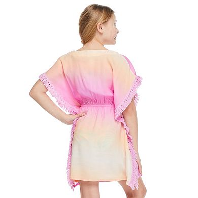 Girls 4-18 Breaking Waves Grape Gradient Dye Kimono Swim Cover-Up in Regular & Plus