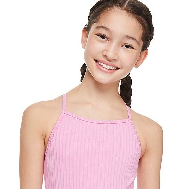 Girls 4-18 Breaking Waves Purple Peplum Lurex Rib Midkini Swimsuit in Regular & Plus Size