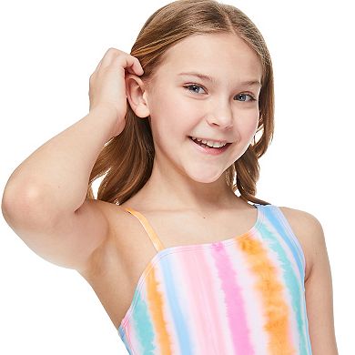 Girls 4-16 Breaking Waves Sharkbite One Shoulder One-Piece Swimsuit