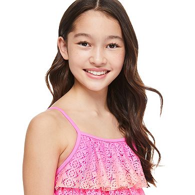 Girls 4-16 Breaking Waves Adaptive Triple Tier Crochet One-Piece Swimsuit
