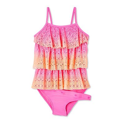 Girls 4-16 Breaking Waves Adaptive Triple Tier Crochet One-Piece Swimsuit