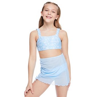 Girls 4-18 Breaking Waves Yellow Ditsy Floral Bikini with Sarong in Regular & Plus