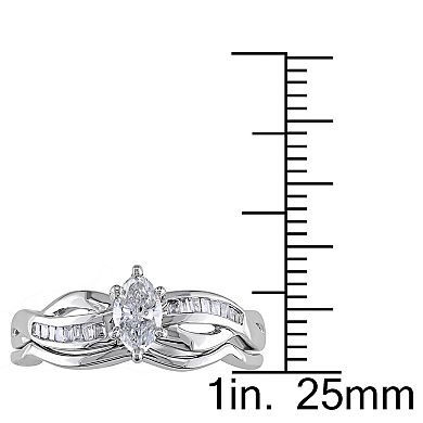 Stella Grace 14k White Gold 1/2 Carat T.W. Diamond Marquise-Cut Swirl Ring and Band Set
