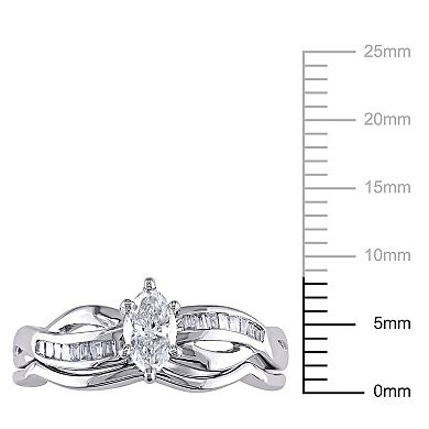 Stella Grace 14k White Gold 1/2 Carat T.W. Diamond Marquise-Cut Swirl Ring and Band Set