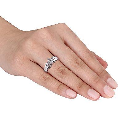Stella Grace 14k White Gold 1/2 Carat T.W. Diamond Marquise-Cut Swirl Ring and Band Set
