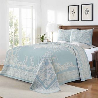 SUPERIOR Vintage Medallion Woven Jacquard Oversized Bedspread & Sham Set