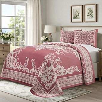 SUPERIOR Vintage Medallion Woven Jacquard Oversized Bedspread & Sham Set