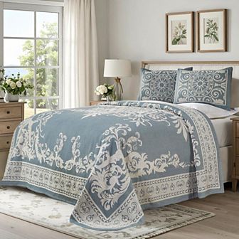 SUPERIOR Vintage Medallion Woven Jacquard Oversized Bedspread & Sham Set