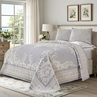 SUPERIOR Vintage Medallion Woven Jacquard Oversized Bedspread & Sham Set