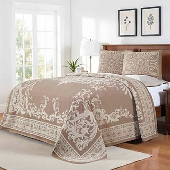 SUPERIOR Vintage Medallion Woven Jacquard Oversized Bedspread & Sham Set