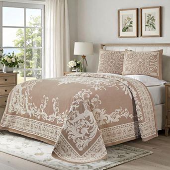 SUPERIOR Vintage Medallion Woven Jacquard Oversized Bedspread & Sham Set
