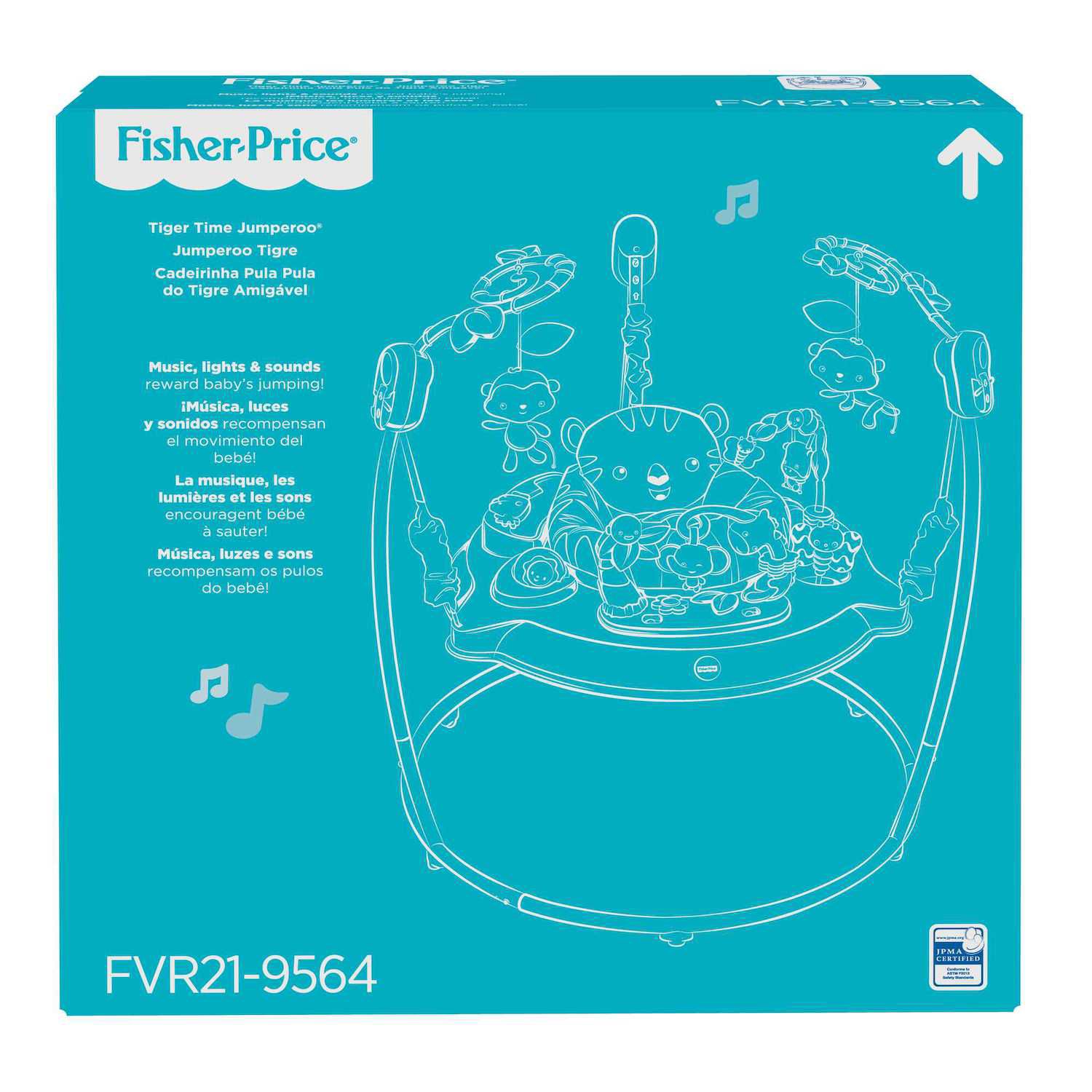 Fisher-Price Tiger Time Jumperoo Activity Center - Baby Bouncer With Lights & Music - Used