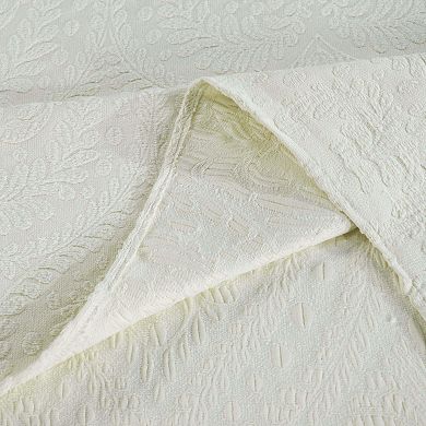 Collections Etc Floral Embroidered Scalloped Edge Quilted Bedspread Full Gender Neutral Light Blue