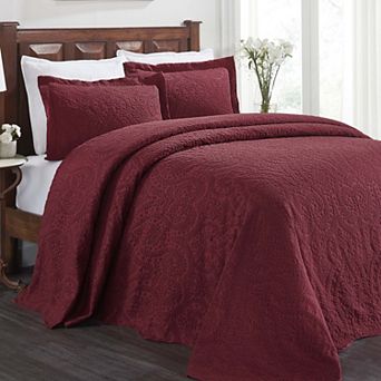 SUPERIOR Aspen Jacquard Woven Floral Scalloped Edges Bedspread & Sham Set