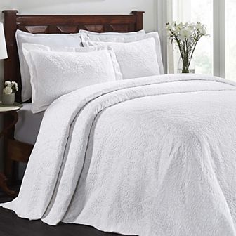 SUPERIOR Aspen Jacquard Woven Floral Scalloped Edges Bedspread & Sham Set